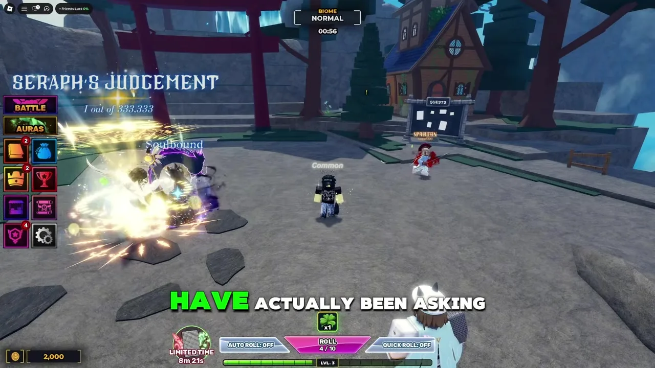 Unscathed RNG Aura collection or roll result UI